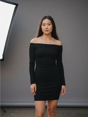 Wild Fable Black Off the Shoulder Long Sleeve Bodycon Dress, Size XL, NWT